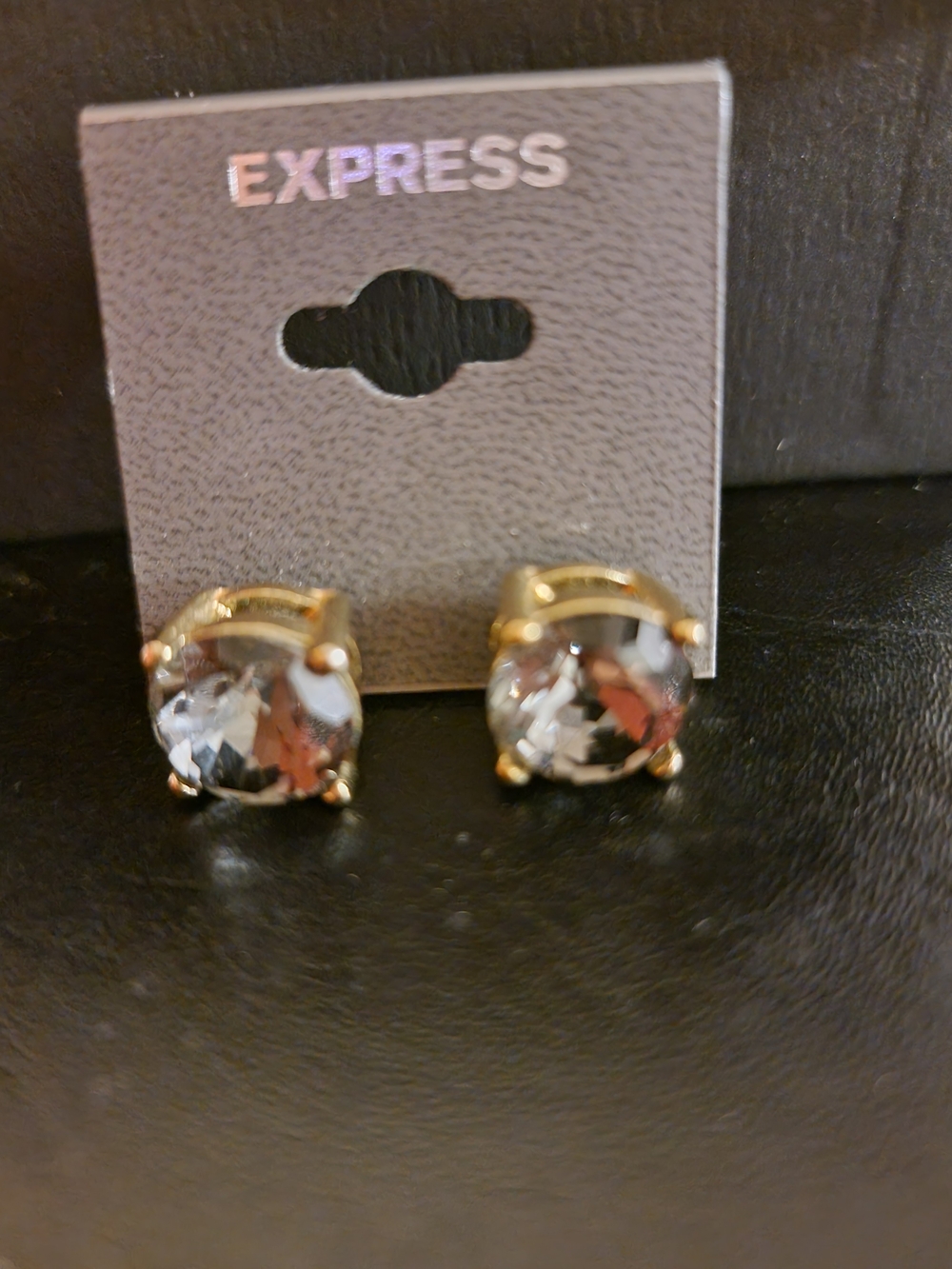 Express Gold-Tone Clear Crystal Stud Earrings